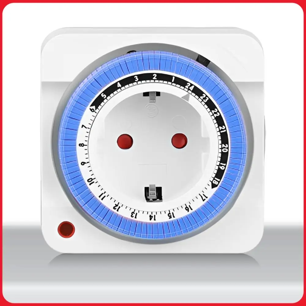 24-Hour EU Plug-in Timer Outlet with 15 Minute Intervals Mechanical Countdown Timer for Aquariums Hydroponics Indoor Lighting