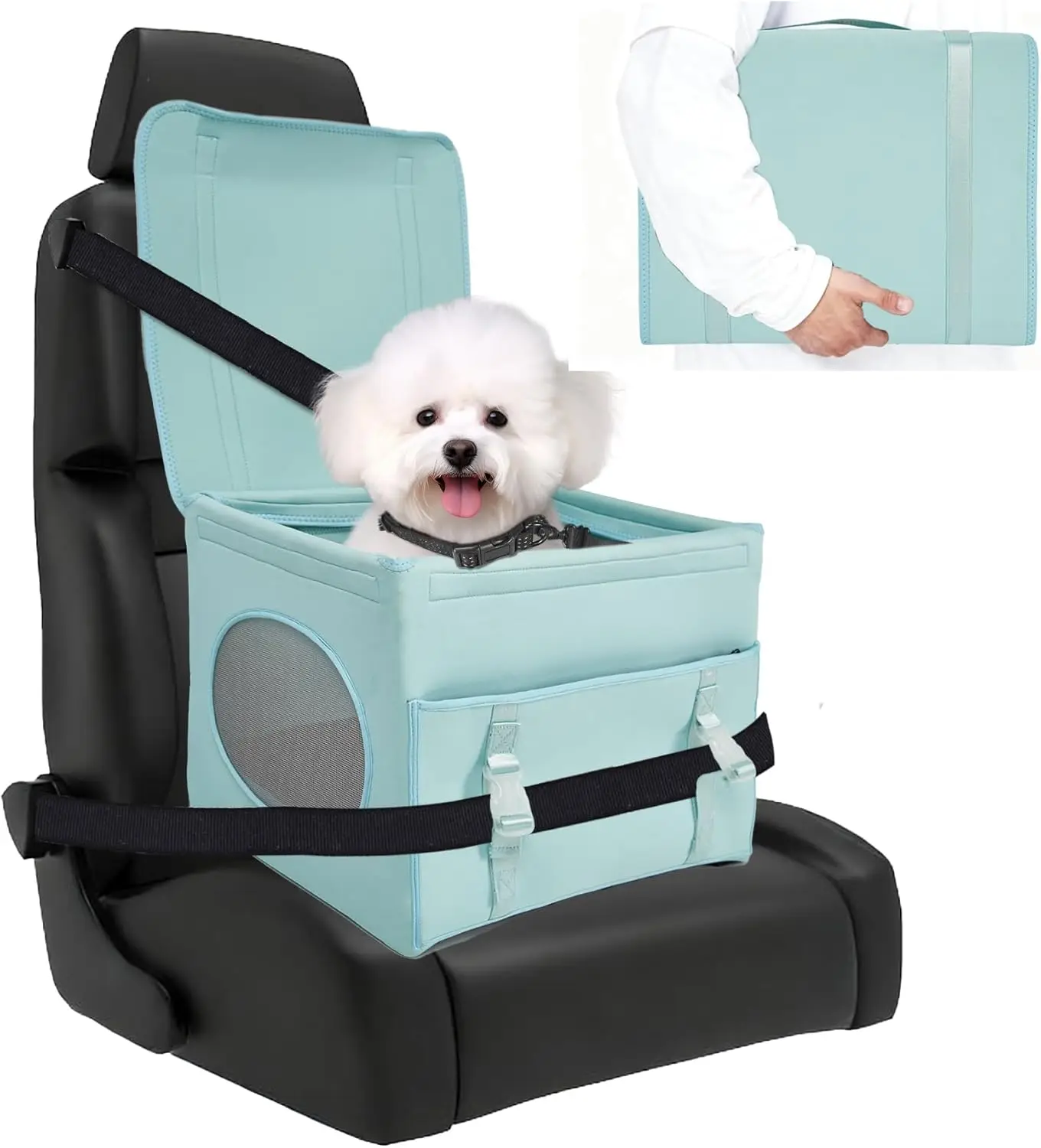 

Дорожное сиденье для собак с страховочным тросом, дышащей сеткой и карманом для хранения маленьких собак в автомобиле, грузовике, внедорожнике