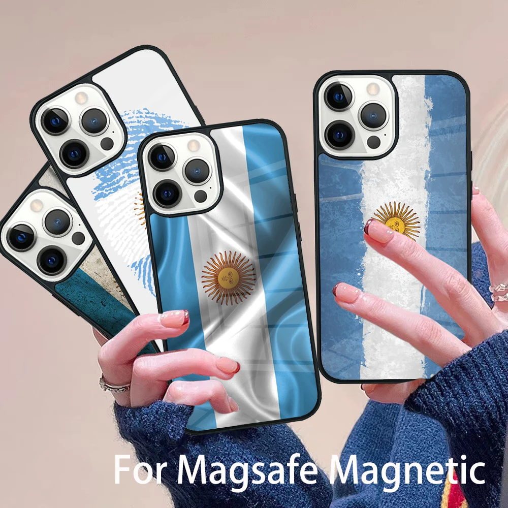 

Argentina National Flag Phone Case Magesafe Magnetic Wireless Charge Cover For IPhone 16 11 12 13 14 15 Pro Max Plus Mini