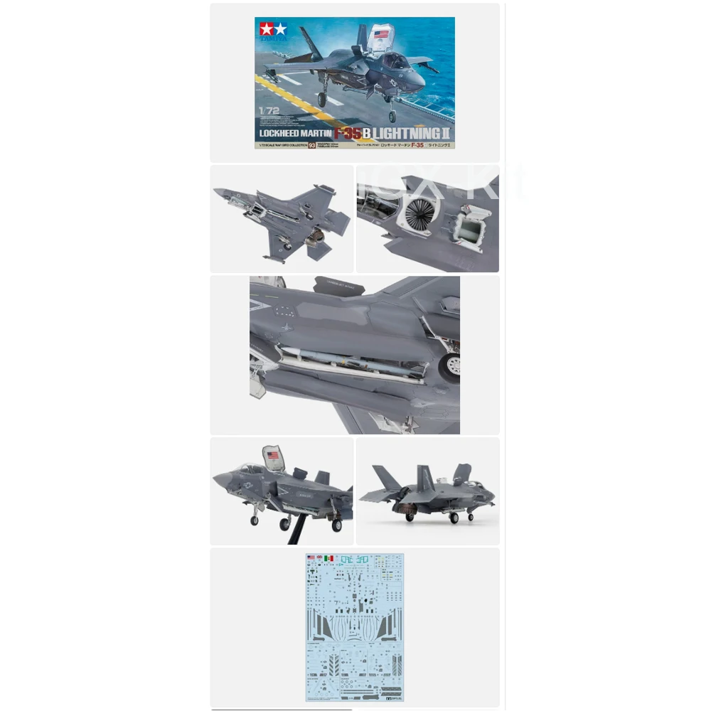Tamiya 60793 1:72 Scale Lockheed F35 F35B F-35B Lightning II Fighter Aircraft Jet Plane Plastic Model Building Kit Hobby