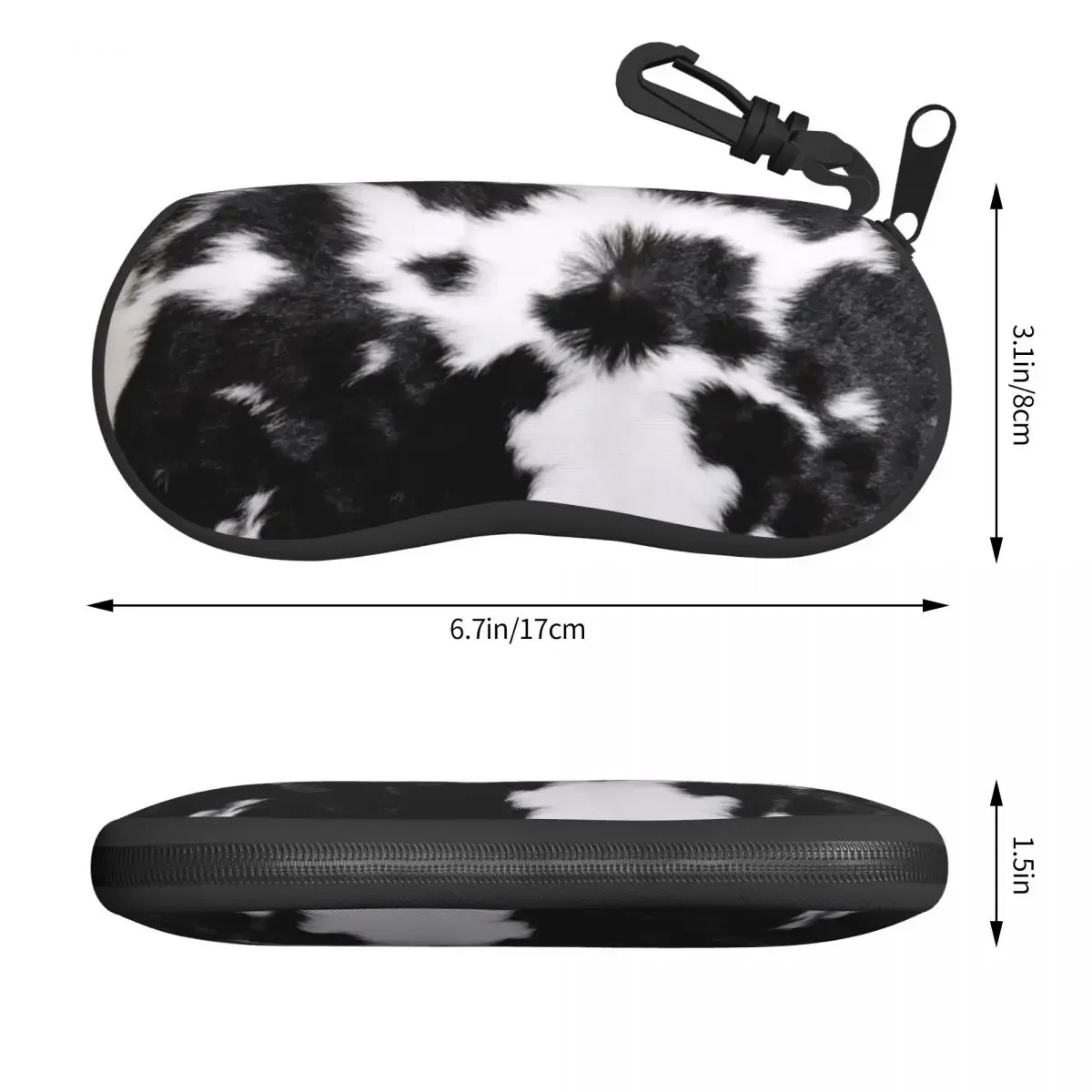 Modern Cowhide Faux Leather Eyeglass Glasses Case Women Men Soft Animal Fur Texture Print Sunglasses Protective Pouch