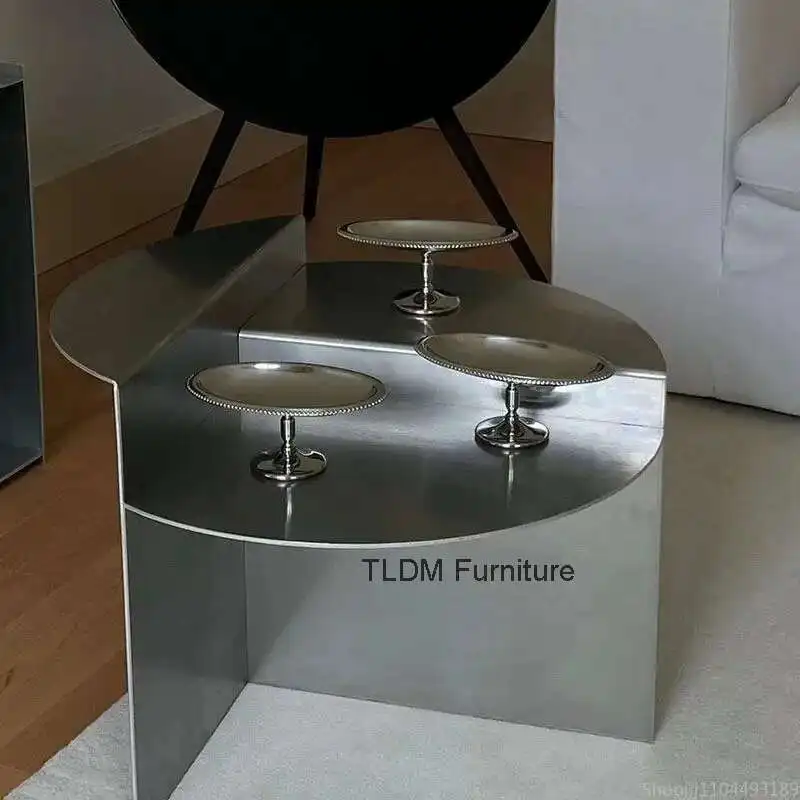 

Italian Modern Stainless Steel Creative Coffee Table Household Small Apartment Round Simple Light Luxury Living Room Furniture