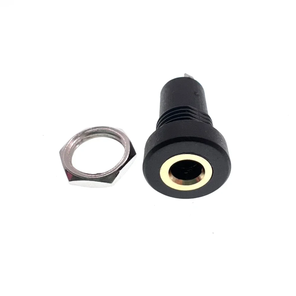 100pcs Pj392a 3.5mm Audio Jack Socket 3 Pole Black Stereo Solder Panel Mount Gold With Nuts Pj-392a
