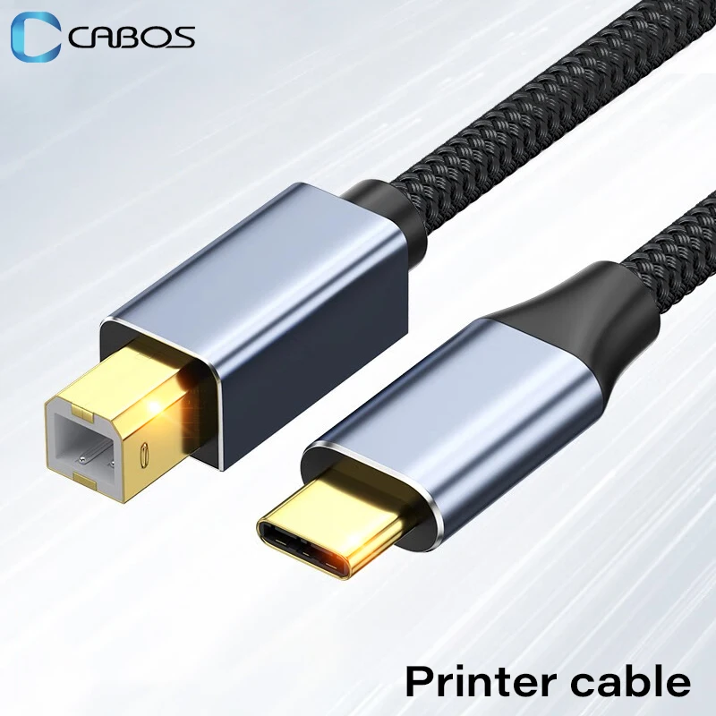 USB C para USB B 2.0 Printer Cable, Modelling Machine Scanner, Adaptador de Órgão Eletrônico, Telefone, Laptop, MacBook