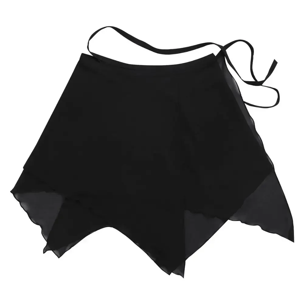 

Women Asymmetric Ballet Dance Skirts Chiffon Ballet Wrap Skirt Dance Skate Wrap Over Scarf With Waist Tie Adult Gymnastic Skirt