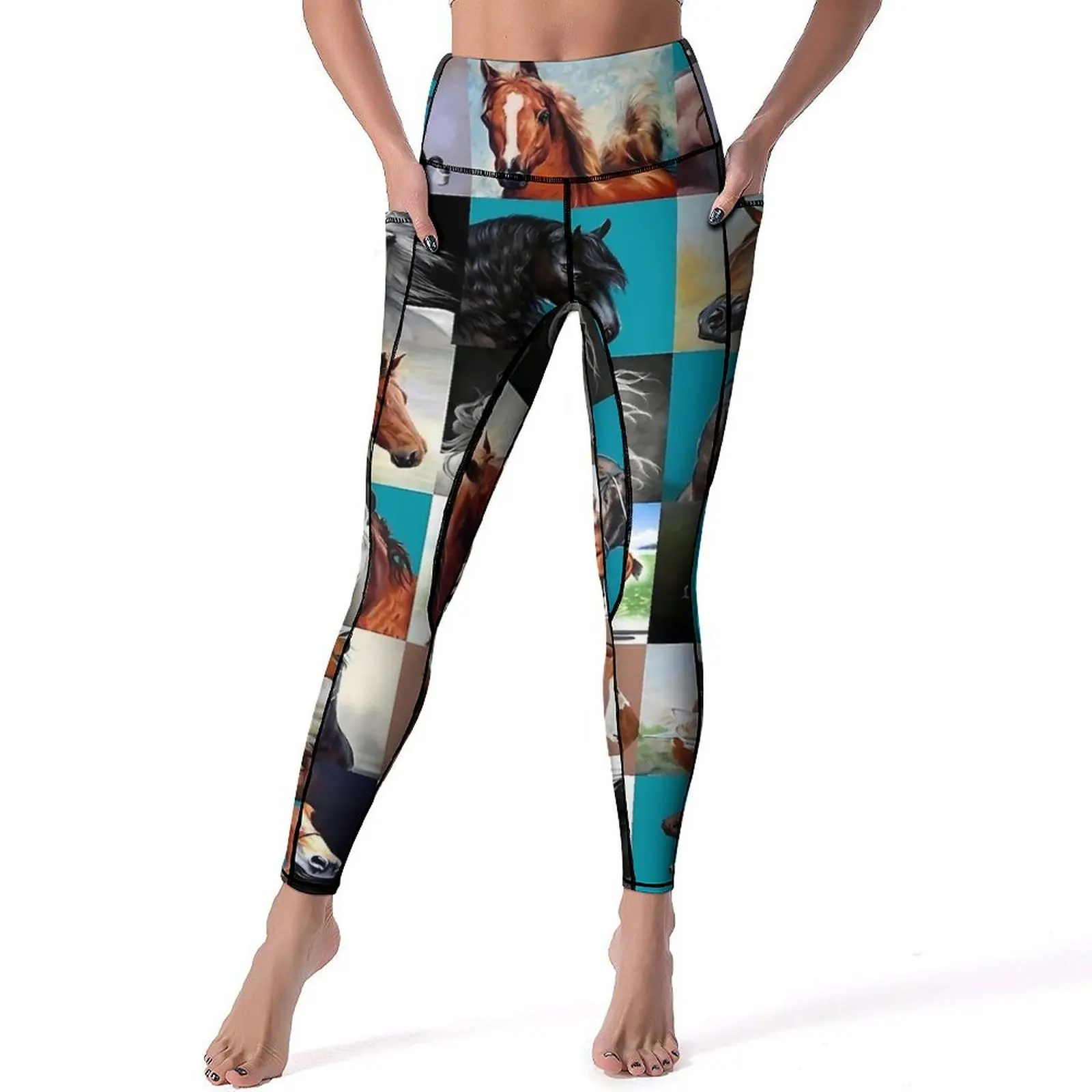 Horse Blanket Yoga Pants Sexy Vintage Print Design Leggings Push Up Fitness Leggins Women Casual Stretch Sports Tights