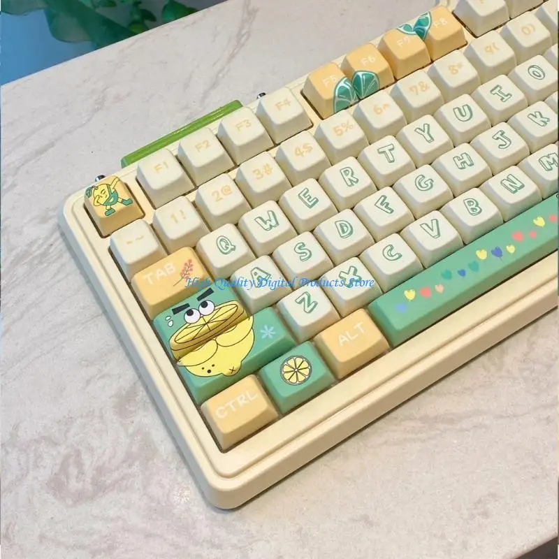 U2JE PBT Keycaps MDA Profile PBT Keycaps Lemon for 68 75 108 Mechanical Keyboards