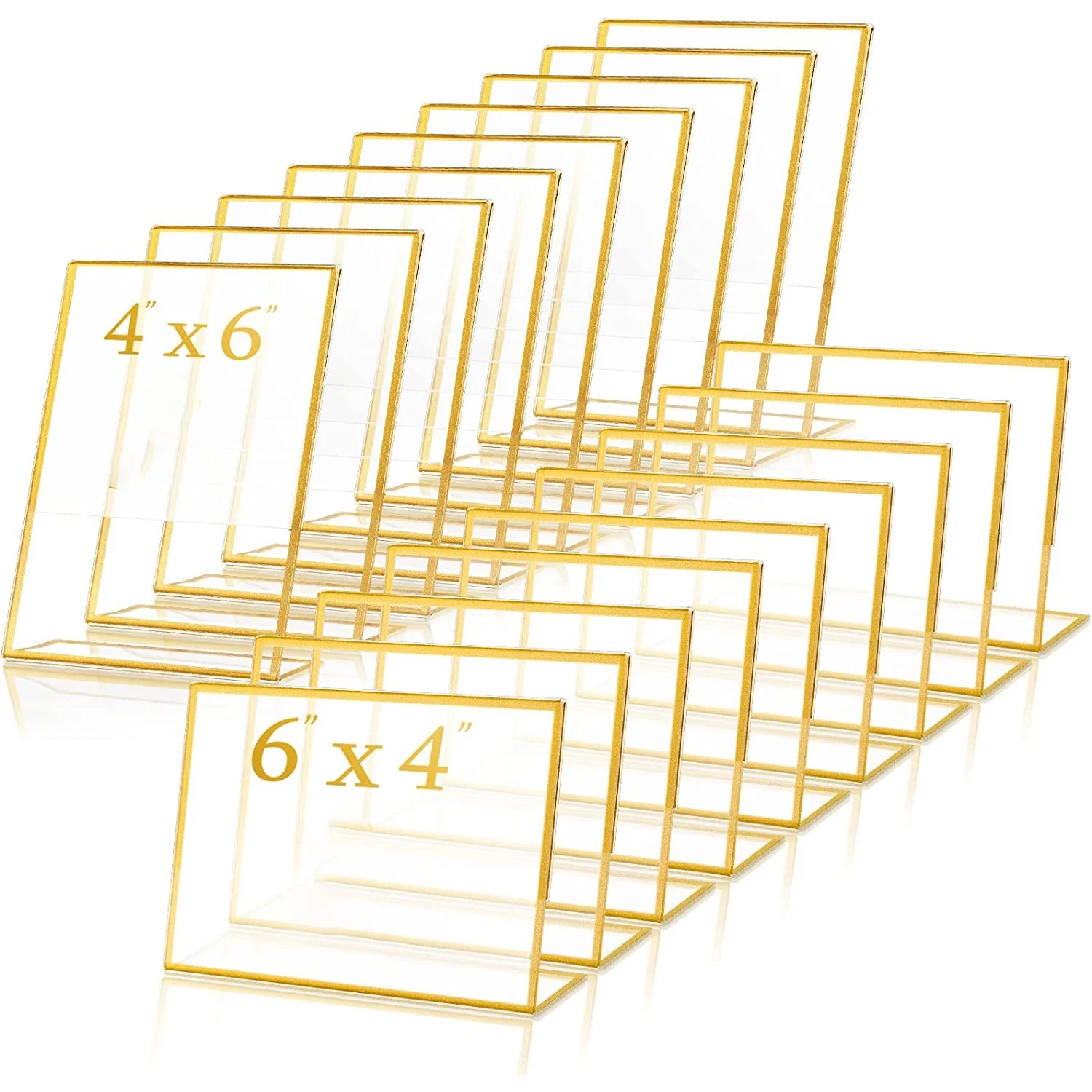 5/10 Piece Gold Frame Acrylic Sign Frame Wedding Table Number Frame Tilt Clear Menu Picture Double-sided Booth Office Display