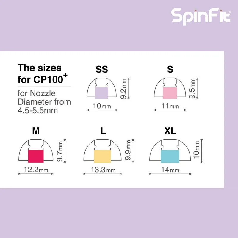 SpinFit CP100+ CP100 PLUS Medical Grade Silicone Eartips for Earphone Nozzle Diameter from 4.5-5.5mm CP100+ V.2 EarbudsDUNU FIIO