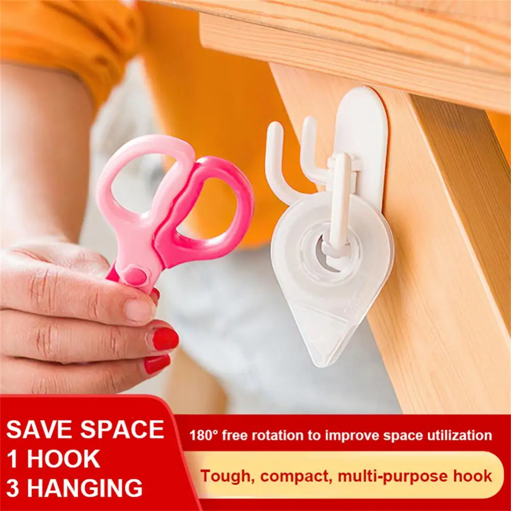 Towel Rack Multi-function Hole-free 3 Branch Clothes Rack Creative Storage Hanger Rotating Adhesive Hook Durable No Trace Hanger