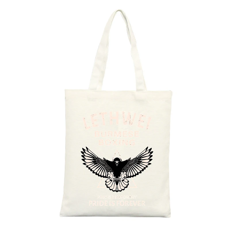 Eagle Graphic Canvas Tote Bag with Typography Print, Ideal for Casual Shopping and Daily Use