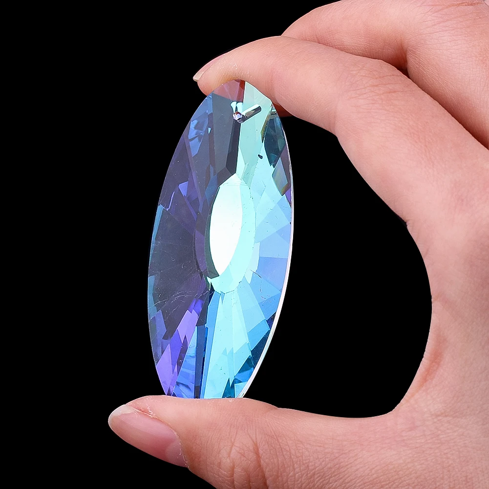 

63 мм шаттл овальные павлиньи перья кристаллы призма DIY ловец солнечного света стекло искусство рефракционирование блестящий уличный подвесной орнамент