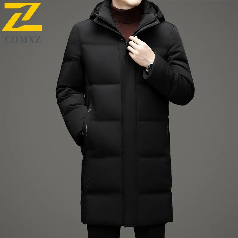 

COMXZ Down Jacket Casual Hooded Collar Outdoor Working Cold Protection Parka Fashion White Duck Down Lightweight Winter Garment