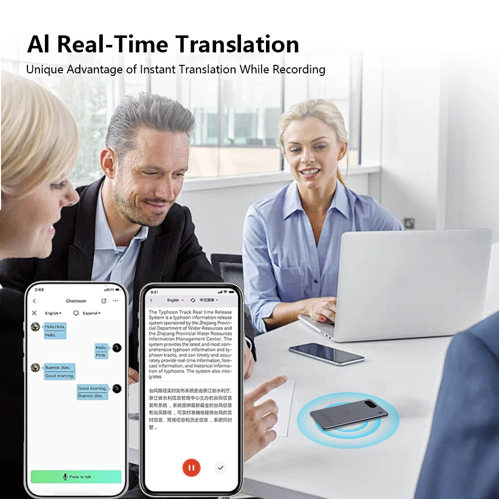 

Audio Recorder with Real-Time Transcription & Translation Dictaphone App Control Audio Recording Device for Lectures Meetings