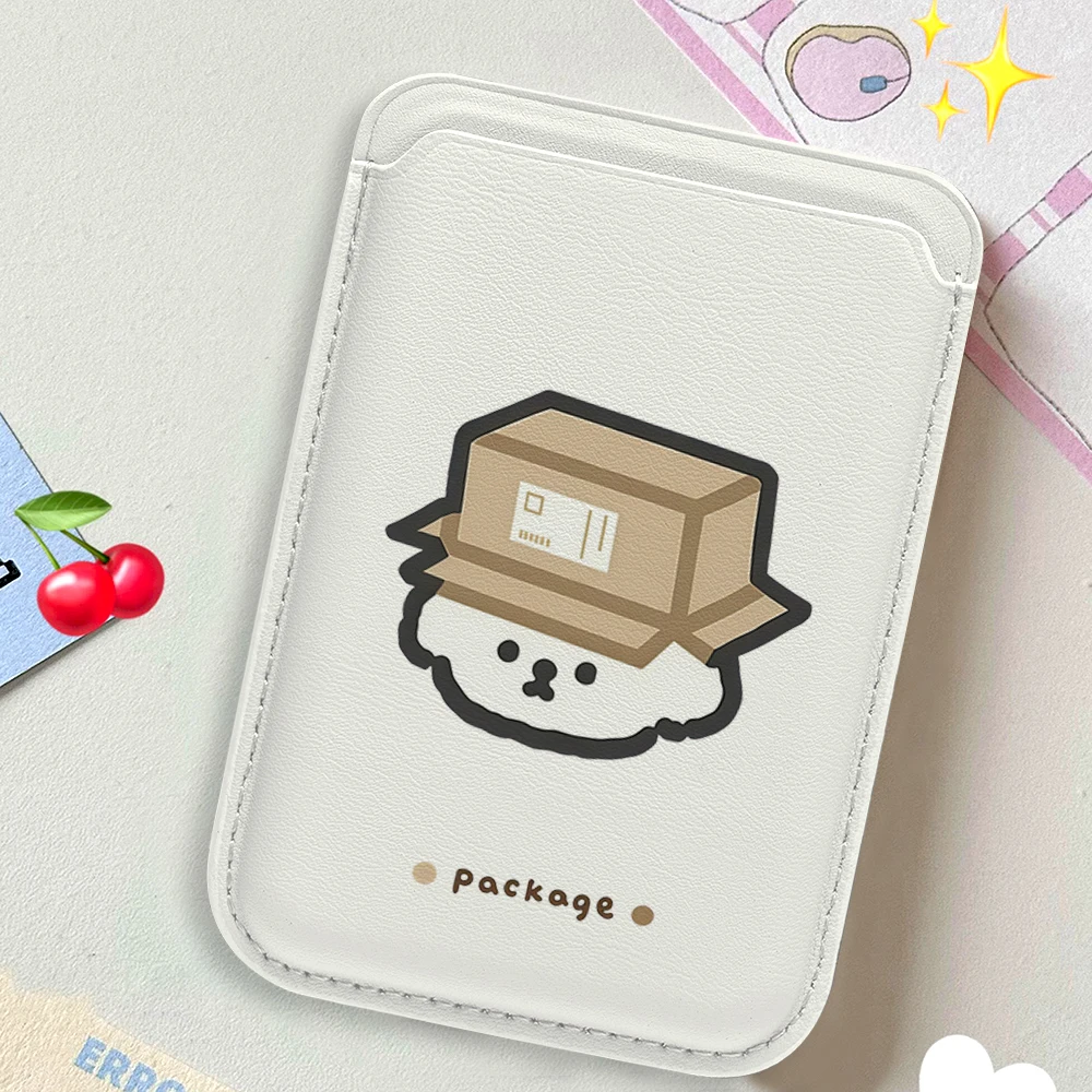 Puppy Leder-Kartenetui Handyhülle Kartenhalter für Magnetische Hülle Geeignet für alle iPhone Magsafe Karten-Handy-Rückseiten-Taschen – Detail 3
