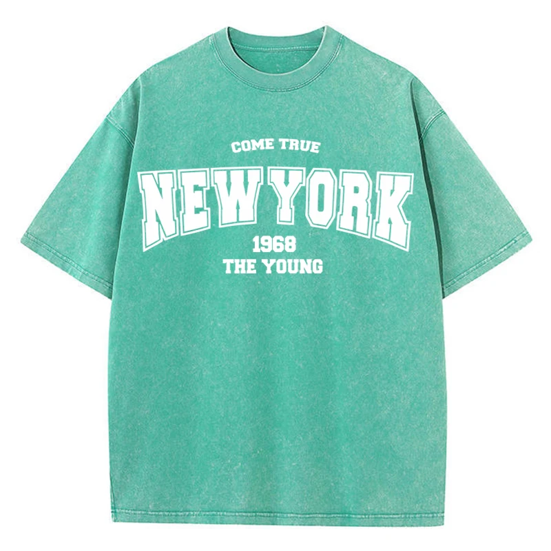 Women'S Cotton Washed T-Shirts All-Math Distressed Loose Short Sleeve Simple Letters Printing Tops Summer Street Female Clothes