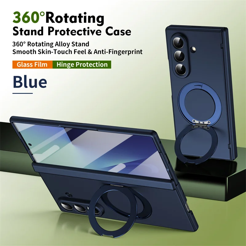 

360° Rotating Magnetic Stand Hinge Shockproof Phone Case For Samsung Galaxy Z Fold 7 6 5 5G For Magsafe Wireless Charging Cover