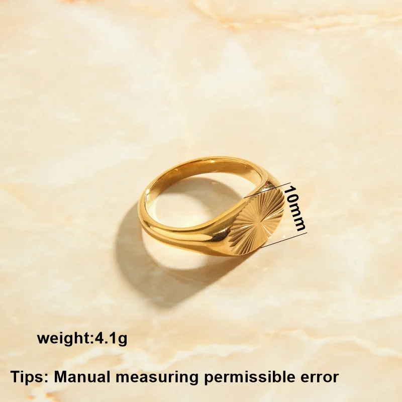 SOMMAR Hot selling Gold color size 6 7 8 female oval seal ring with flower pattern Jewelry on the neck Gift for her