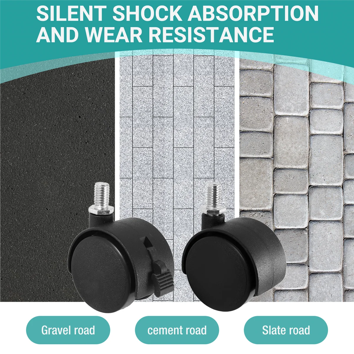 AT77 캐스터 휠 나사 4개 세트 - 잠금 기능이 있는 2개