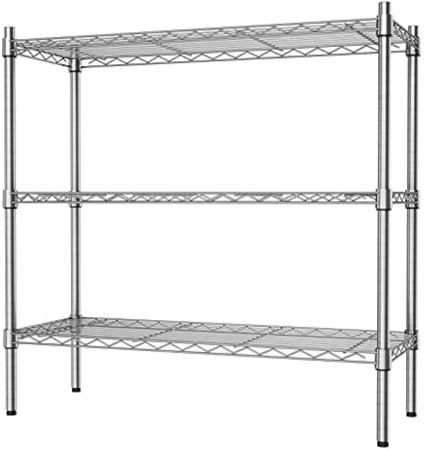 Heavy Duty Standing Shelving Rack Adjustable Wire Storage Unit Chrome
