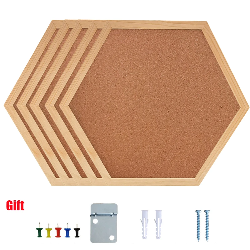 Office Teaching Hexagonal Cork Nail Board Decoration Mobile Hanging Message Board Picture Display Announcement Attachment File