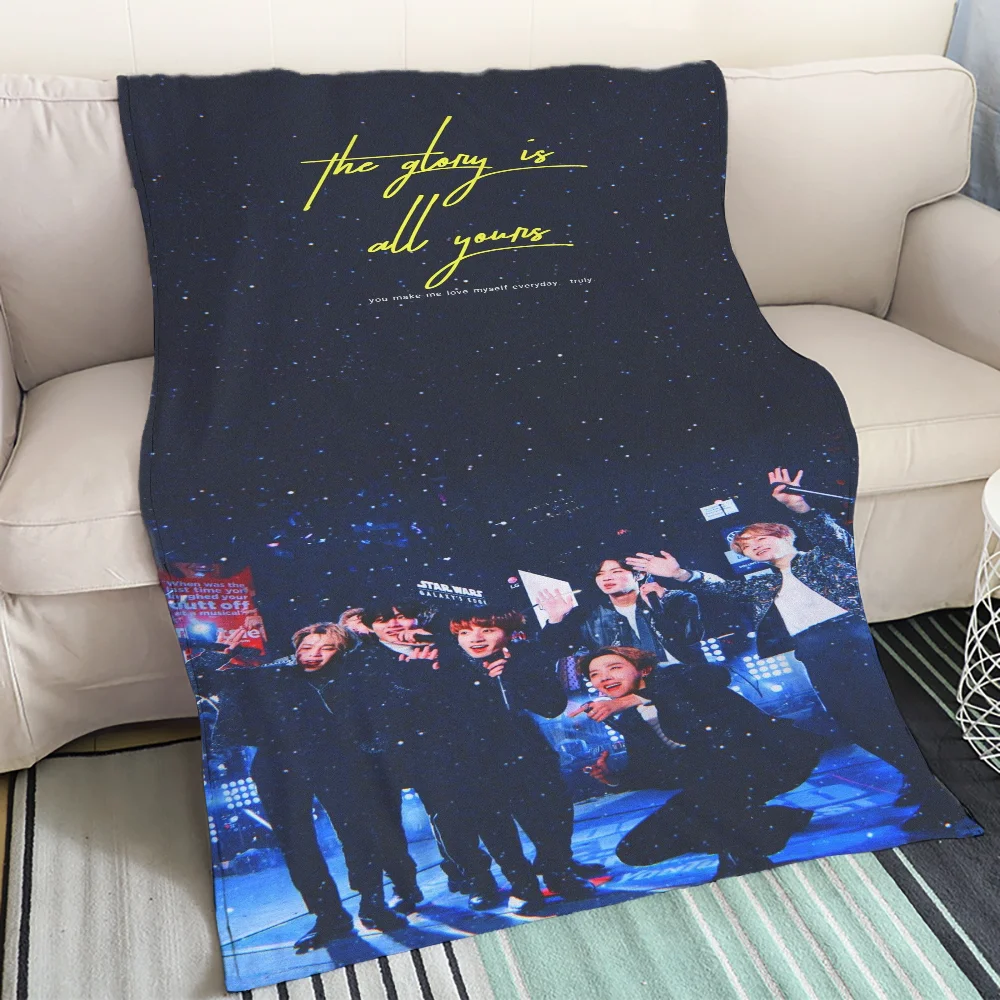 Picnic Blanket King Size BTS Thin Wadding Blanket for Sofas Warm Blankets for Cold Fluffy Soft Blankets Sofa Decoration Cobija