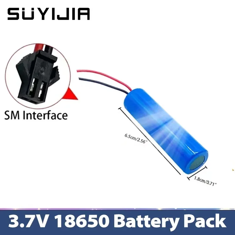 3.7V 18650 Liion Battery Pack 3500mAh 1S1P Lithium-ion Rechargeable Batteries Negative Wire+PCB for Sweeper Replacement Lighting