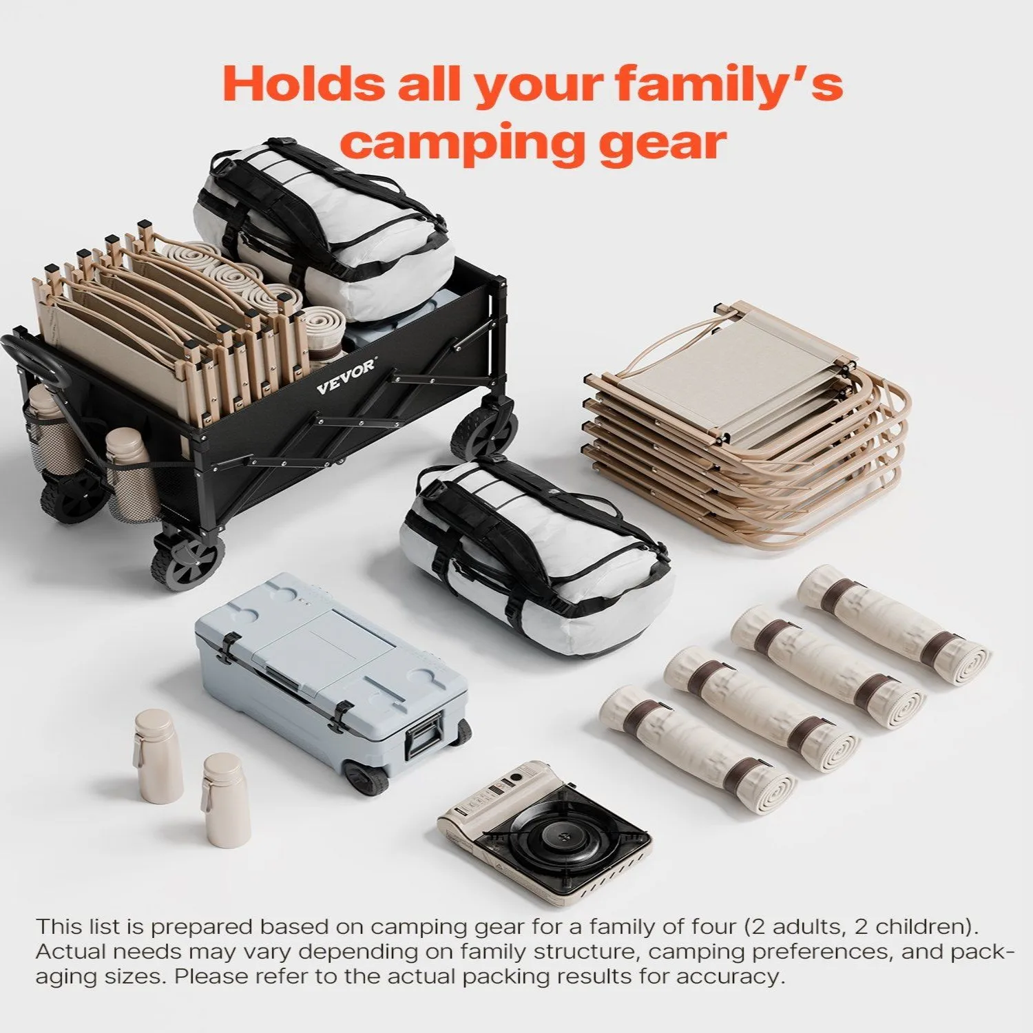 VEVOR Zusammenklappbarer Klappwagen mit Rädern, zusammenklappbarer Wagenwagen mit 225 Pfund Kapazität, leichter tragbarer Mehrzweckwagen