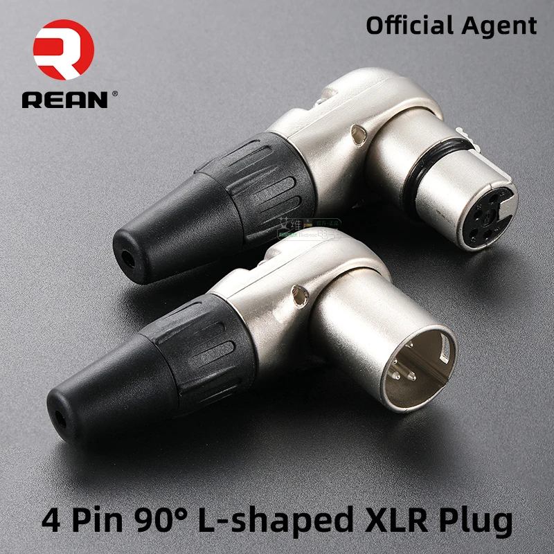 NEUTRIK's REAN 4 Pin Angle XLR Snake Cable Connectors Gold/Nickel Plated Male/Female Plug Microphone Preamplifier Mixing Console