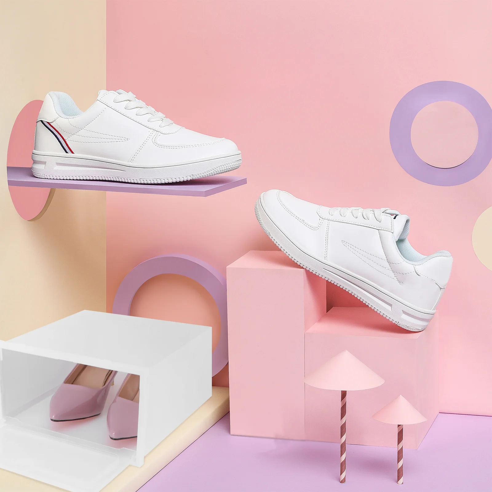 

6Pcs Heavy Duty Shoe Storage Box Clear Stackable Plastic Bin for Closet Entryway Cabinet Under Bed Organization Solution