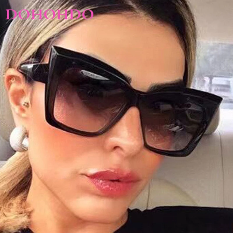 

Retro Cat Eye Sunglasses Men Women Square Oversized Frame Sun Glasses Female Designer Outdoor Travel Shades Oculos De Sol UV400