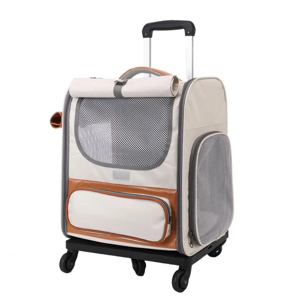 

Pet Trolley Case Breathable Foldable Cat Bag Large Capacity Two Cats Go Out Portable Travel Pet Trolley Bag