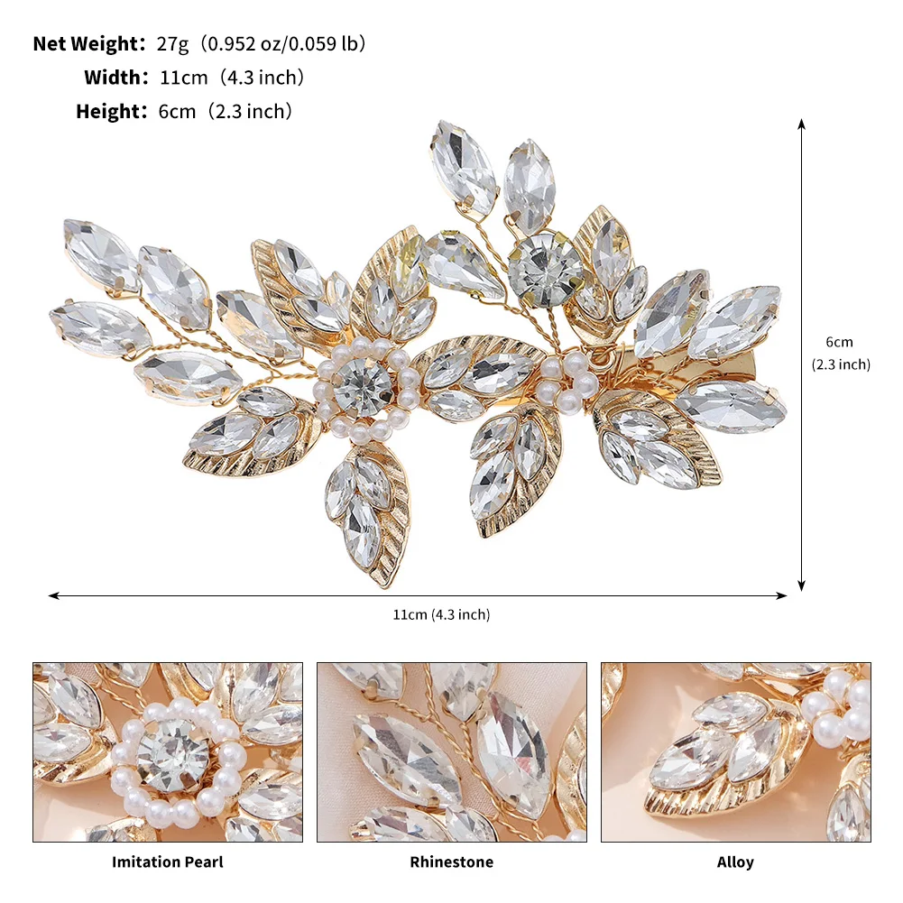 Fashion Pearls Wedding Hair Jewelry Access Alloy Art Elegant Bride Crystal Hairpin Wedding Party Jewelry Beauty Hair Accessories image 6