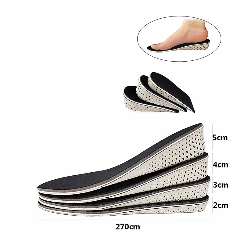 Height Increase Half Shoe Insoles Memory Foam EVA Sports Shoes Pad Breathable Anti-odour Cuttable Invisible Sole Insole