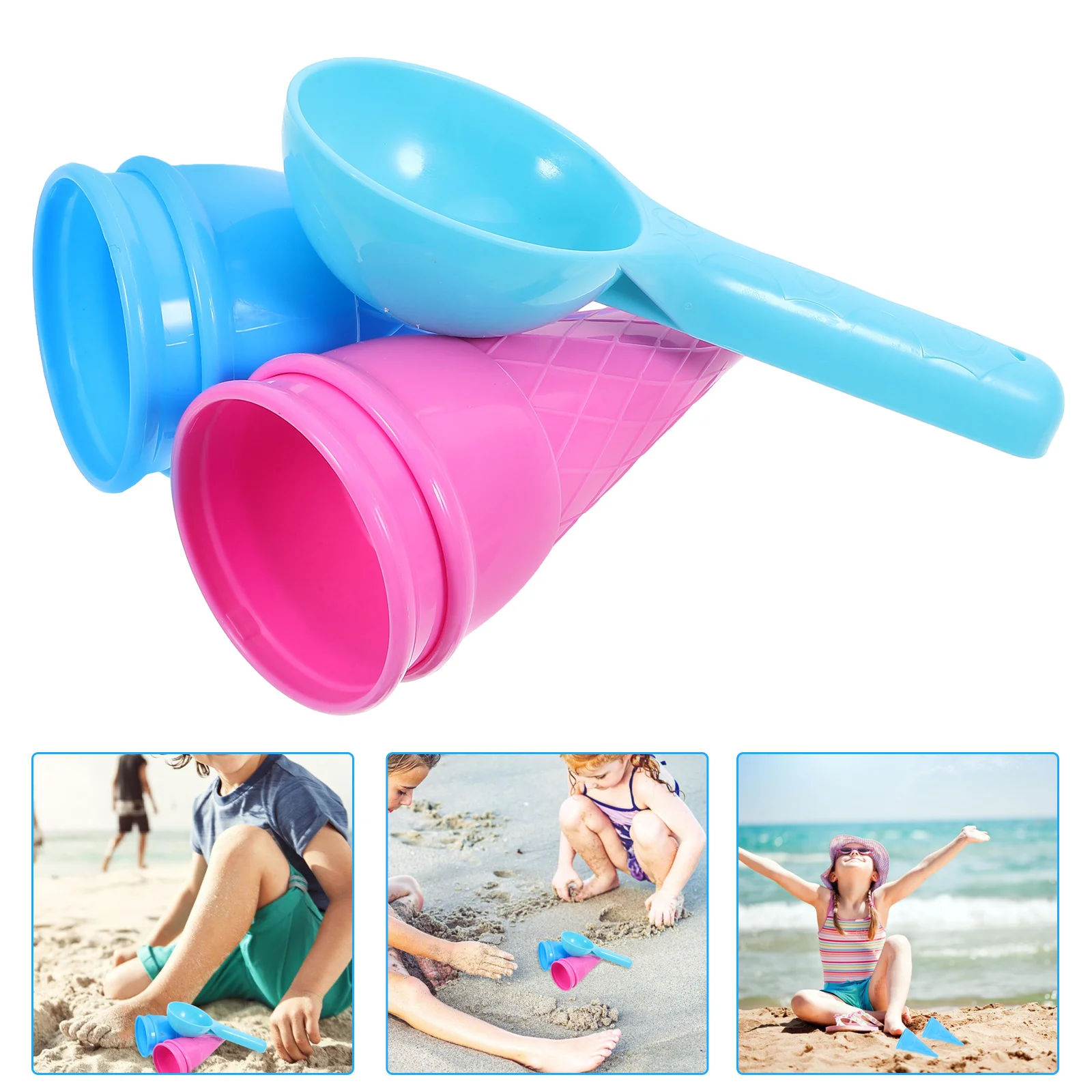 Juguetes de playa de 5 piezas para niños, juegos de cucharas de cono de helado, juegos de playa para niños, juegos al aire libre (Color aleatorio)