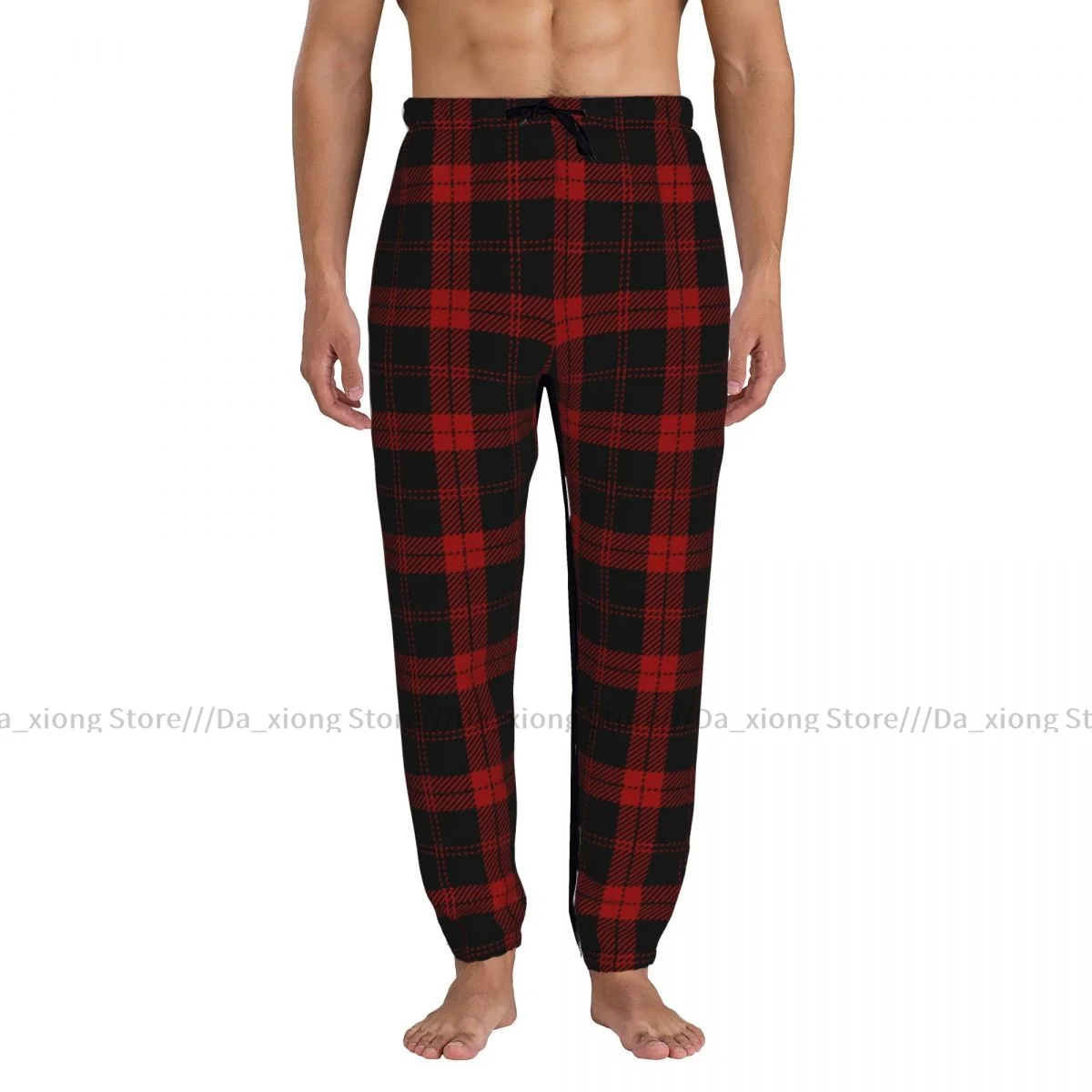 Men Pants Black And Red Tartan Plaid Scottish Pattern Male Trousers Fitness Sweatpants Streetwear