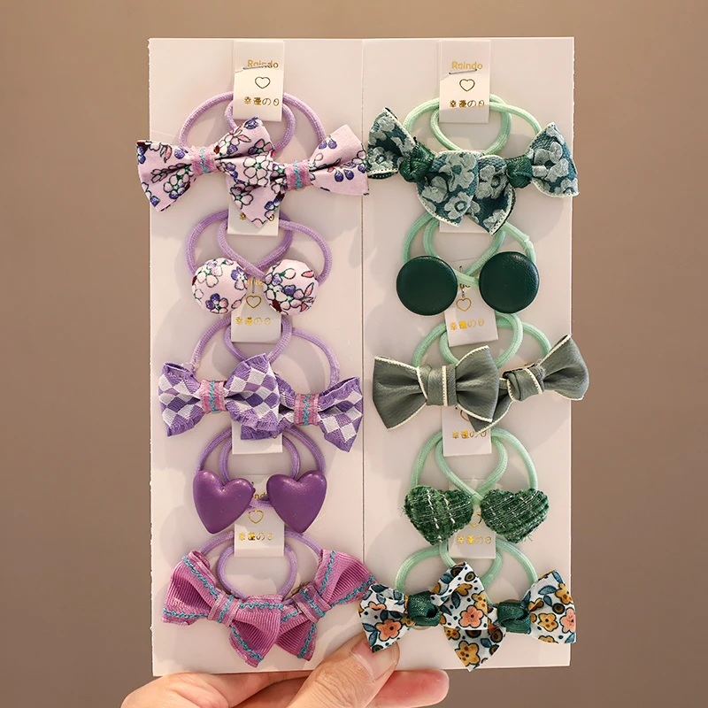 Faixa de cabelo elástica para bebês, bowknot, padrão geométrico, scrunchies, elástico, doce, macio, acessórios para crianças, crianças