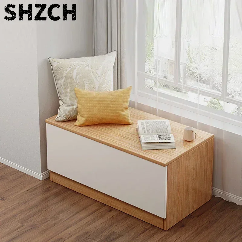 Ins Multifunctional Storage Cabinet Bay Window Cabinet Can Sit Long Shelves Furniture for Bedroom Tatami Wood Bookcases