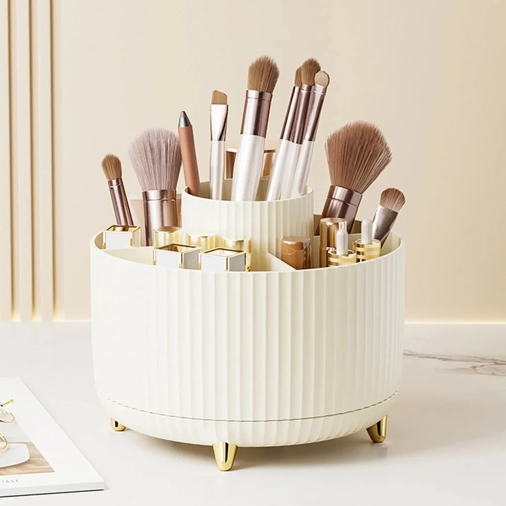 

Desktop Rotating Makeup Brush Storage Bucket Dust Proof Ins Eyebrow Pencil Lipstick Cosmetics Storage Pen Holder