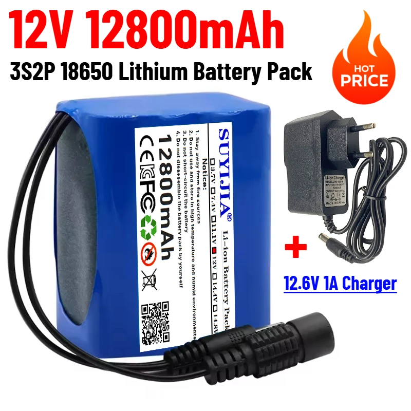 Nuevo 3S2P 12V 12800mah batería 18650 Li-ion 30Ah baterías recargables con paquetes de baterías de litio BMS Placa de protección + cargador