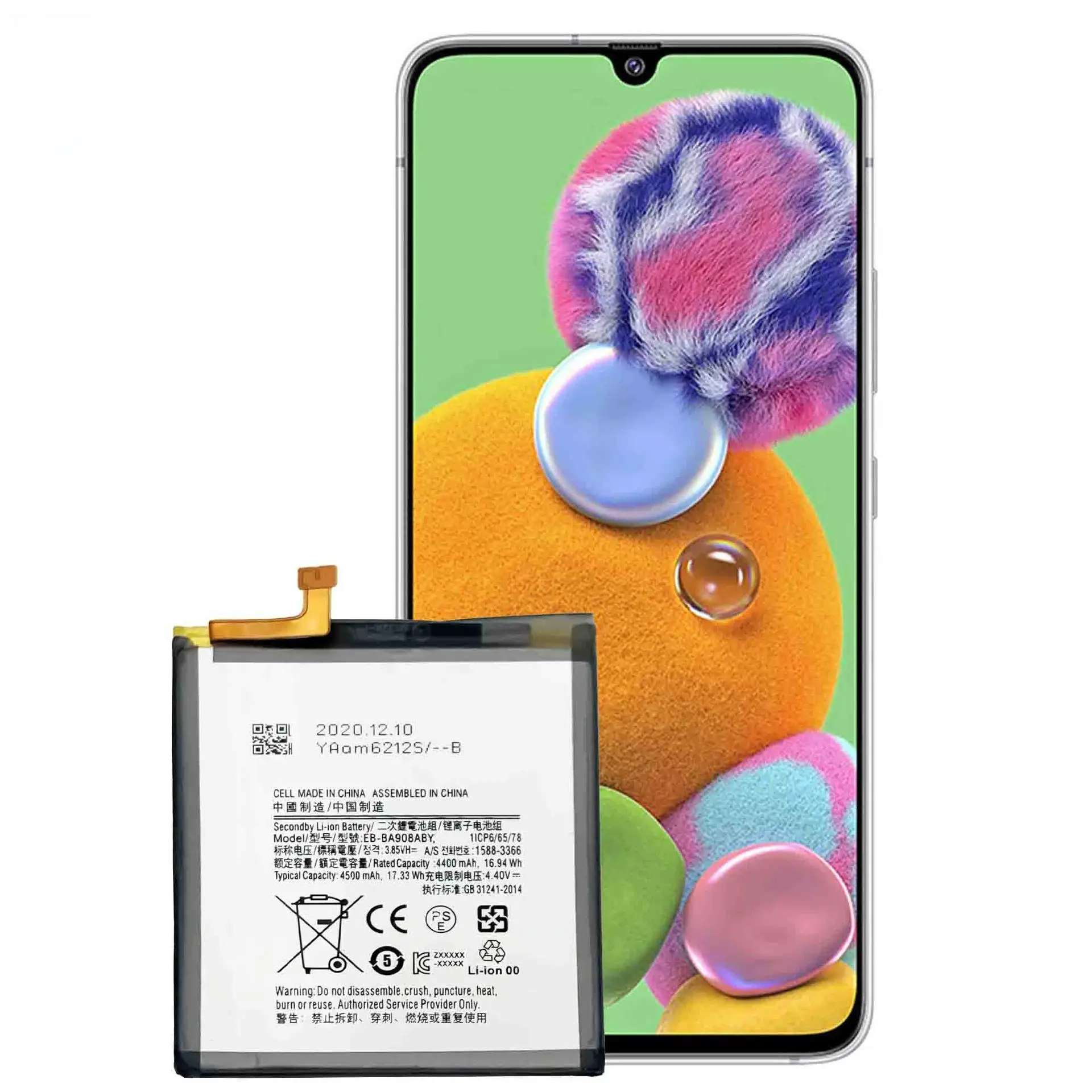 แบตเตอรี่สำรองคุณภาพสูง EB-BA908ABY ความจุ 4500mAh สำหรับโทรศัพท์มือถือ Samsung Galaxy A90 5G รุ่น A908 A908B A908N