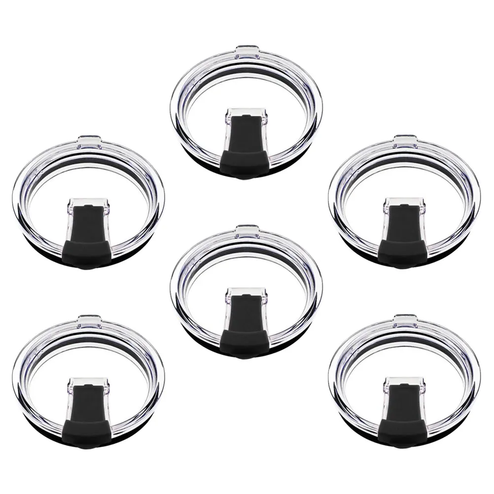

6pcs 20oz Black Leak Proof Car Cup Lids Durable Travel Mug Covers spill proof tumbler replacement lids for coffee tea plastic