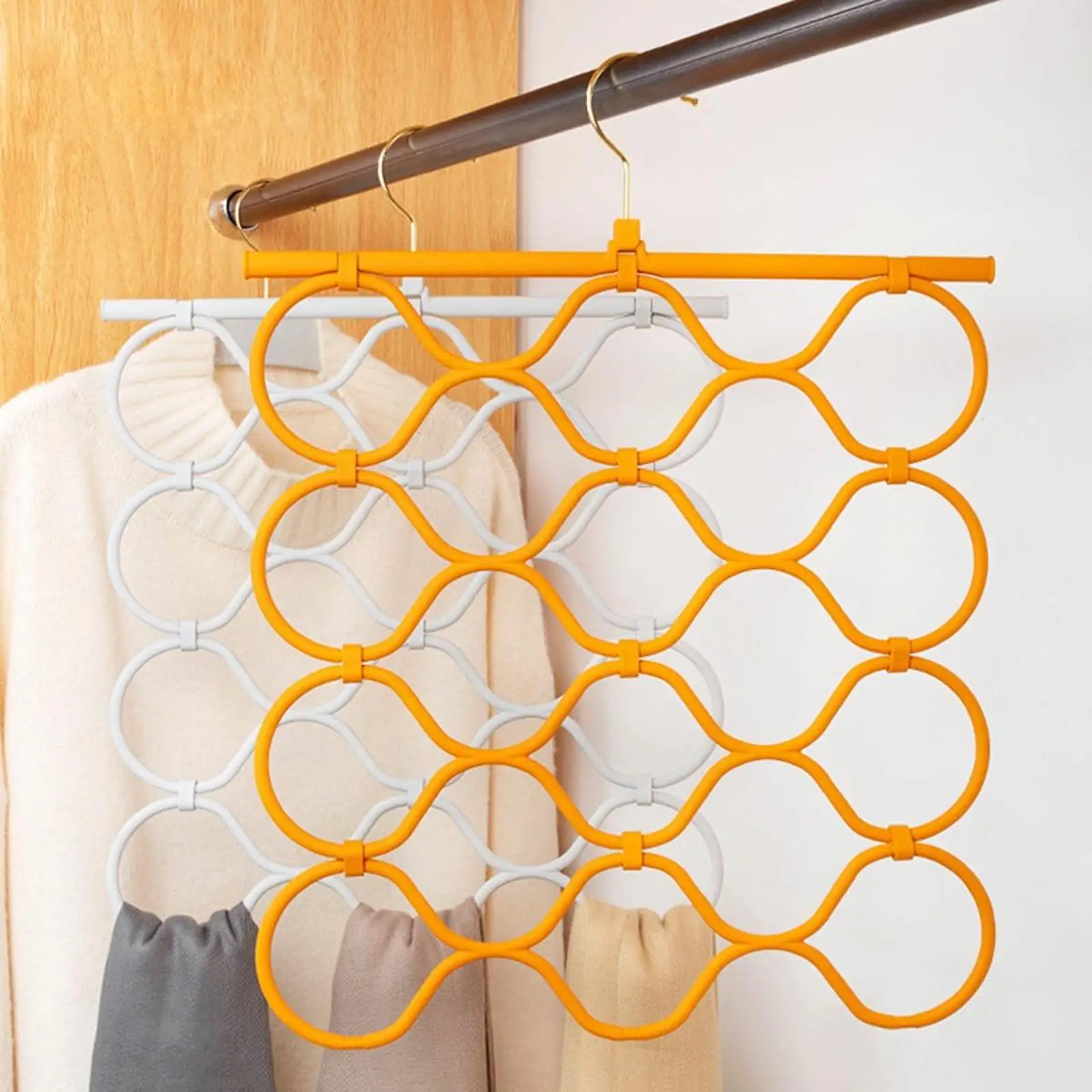 Scarf Hanger Anti Slip Non Slip 18 Rings Tie Hanger Liquid Silicone Clothing Hanger Tie Rack for Shawl Tie Belt Pants image 2