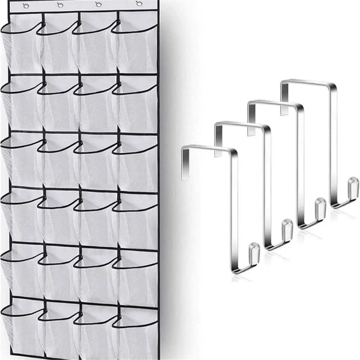 AT33 Over the Door Shoe Organizer, Hanging Shoe Organizer with 24 Mesh Large Pockets Door Shoe Rack Organizer