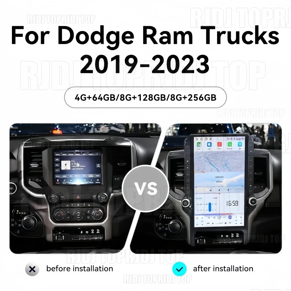 Android 15 Car Radio Wireless Carplay For Dodge RAM Trucks 1500 2500 2019 2020 2021 2022 2023 Multimedia Player GPS Navigation