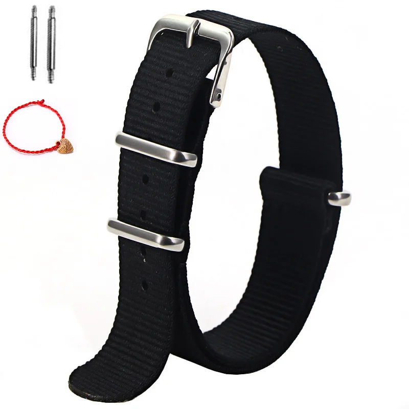 Fashion Watchband Stripe Replacement Men Women Nylon Watch Band With Silver Pin Buckle 16MM 18MM 20MM 22MM  Quick Release Strap