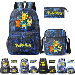 3Pcs/set Anime Pokemon Pikachu Backpack for Boy Girl Light Weight Bag Hildren Schoolbag Student Kawaii Back To School Backpack