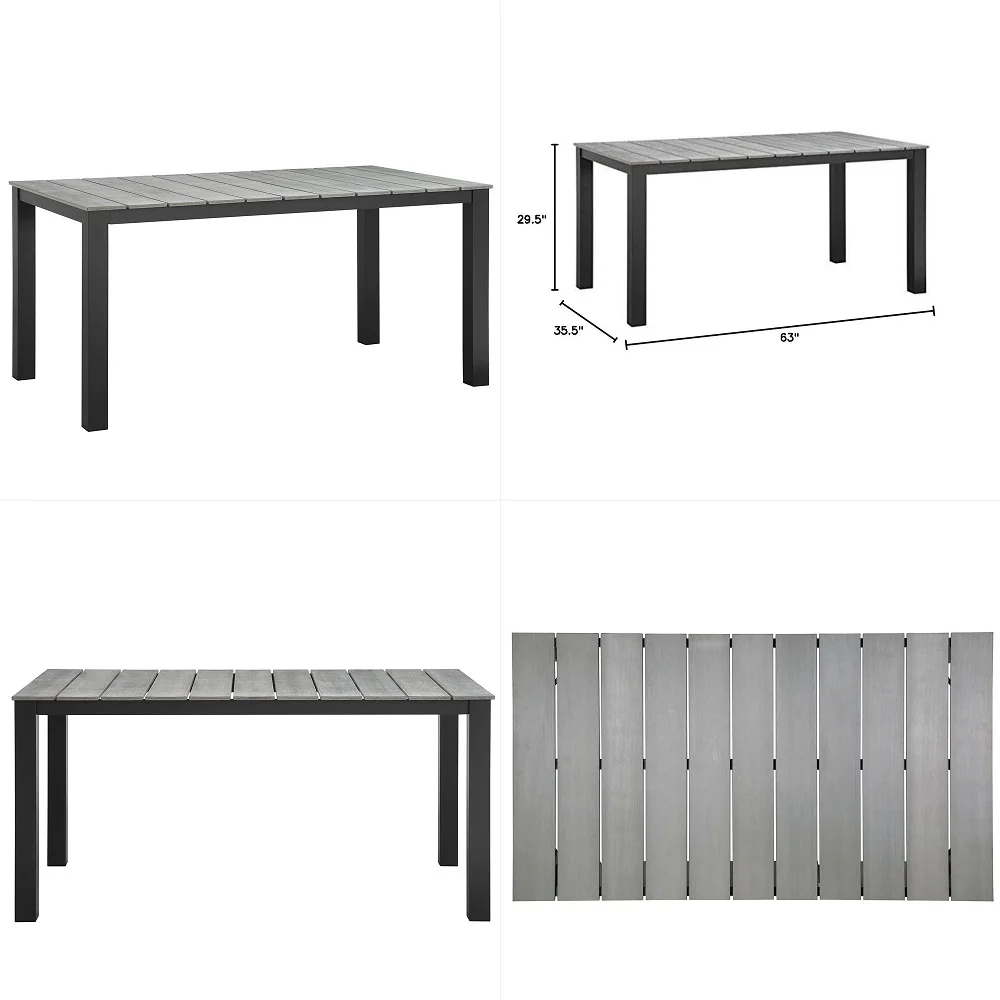

Maine Aluminum Outdoor Patio 63 Dining Table in Brown Gray