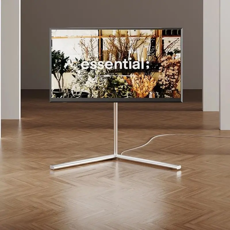 55/65 Zoll Mobiler TV-Ständer, MOMO Silver Wing Vertikale Bodenhalterung mit Rollen, Beweglicher Halter für Wohnzimmer Schlafzimmer
