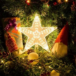 15cm Colorful Light Glowing Christmas Tree Star Topper Ornament with LED Light for 2025 New Year Home Decoration Natal Noel 2024